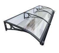 Auvent en polycarbonate résistant aux intempéries pour porte d'entrée avec drainage, cadre en aluminium, auvent transparent pour balcon, avant-toit, jardin (l 120 x L120 cm)