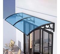Auvent en polycarbonate résistant aux UV pour porte d'entrée - 120 x 300 cm - Protège des chutes d'objets, de la pluie et de la neige - Housse élégante (bleu)