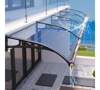 Auvent en polycarbonate transparent pour porte d'entrée, 60/80/100/120 cm de large, durable, 2,5 mm d'épaisseur, avec cadre noir, protection contre la pluie pour terrasse et entrée (80 cm (l x L)