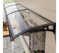 Auvent en polycarbonate transparent pour porte d'entrée, grande gouttière, auvent de toit extensible pour terrasse, fenêtre, véranda, noir, 80 x 460 cm, résistant aux intempéries et durable