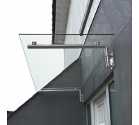 Auvent en Verre autonettoyant 8mm Moderne 120x80 cm - Dessus de Porte - Aménagement Entrée - 2 Support L en INOX - Facile à Installer. Résistant, Peu d'entretien [Fixations INCLUSES]