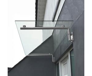 Auvent en Verre autonettoyant 8mm Moderne 120x80 cm - Dessus de Porte - Aménagement Entrée - 2 Support L en INOX - Facile à Installer. Résistant, Peu d'entretien [Fixations INCLUSES]