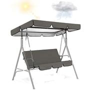 Auvent et housse de siège de rechange en polyester imperméable pour balancelle 2 ou 3 places - Dimensions : 164 x 114 x 15 cm - Gris - Idéal pour jardin et terrasse