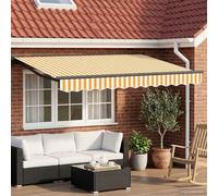 Auvent extensible électrique 3,5 x 2,5 m, rétractable avec télécommande et manivelle, polyester avec revêtement PU, cadre en acier-aluminium, semi-cassette, installation facile