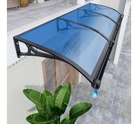 Auvent extérieur de Porte, auvent de toiture, auvent de Couverture en Polycarbonate, abri Anti-Pluie pour Maison, auvent de fenêtre avec Grand lavabo, Protection UV et Neige - Bleu - 80 x 200 cm / 32