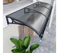 Auvent extérieur de Porte, auvent de toiture, auvent en Polycarbonate, abri Anti-Pluie pour Maison, auvent de fenêtre avec Grand lavabo, Protection UV et Neige - Gris fumé - 100 x 210 cm / 39 x 83 po