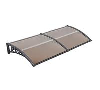 Auvent Extérieur Fumé Polycarbonate Alvéolaire, Cadre PP Renforcé Aluminium, Marquise Modulaire Porte Fenêtre Jardin Garage，100 * 300 cm