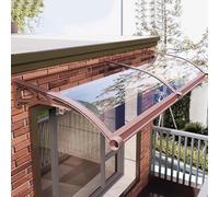 Auvent extérieur incurvé - Abri de porte d'entrée avec grande fenêtre d'évier et protection de toit de véranda (marron, 50 x 160 cm) - Solution élégante de protection contre la pluie