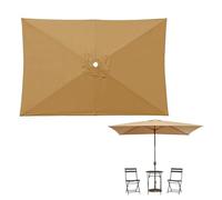 Auvent Housse De De Remplacement Pour 6 Baleines Parasol De Terrasse, 2x2m 3x2m 3x3m Toile Supérieure Imperméable Et Protection UV 30+, Rechange Rectangulaire Toile Pour Parasols De Jardin(Khaki,3x2m)