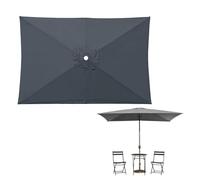 Auvent Housse De De Remplacement Pour 6 Baleines Parasol De Terrasse, 2x2m 3x2m 3x3m Toile Supérieure Imperméable Et Protection UV 30+, Rechange Rectangulaire Toile Pour Parasols De Jardin(Grays,3x2m)