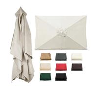 Auvent Housse De Parasol Rectangulaire De Rechange 3x2M, Pare-soleil Imperméable Et Résistant Aux UV, 6 Baleines, Toile De Rechange Pour Parasols De Jardin, Plage Et Marché Extérieur(Light-beige)