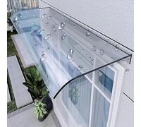 Auvent imperméable pour porte d'entrée avec protection UV en polycarbonate pour une utilisation en extérieur, abri de pluie pour maison, balcon, garage - Transparent - 50 x 260 cm / 19.6in x 102in