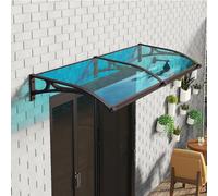 Auvent incurvé imperméable bleu pour porte d'entrée, jardin et balcon - Grande taille, résistant à la neige - Solution d'ombrage élégante pour l'extérieur