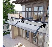 Auvent incurvé pour porte d'entrée - Auvent de porche en polycarbonate transparent, résistant aux UV avec support noir pour une utilisation en extérieur