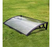 Auvent Incurvé Rain, Support en Alliage D’Aluminium Extérieur Coupe-Vent en Polycarbonate Résistant à La Pluie Canopée De Porte Adapté à La Façade De La Maiso, Black, 60x80cm