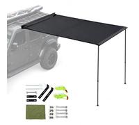 Auvent Latéral de Toit pour Véhicule, Toile Oxford Épaisse avec Poteaux de Support en Aluminium Épais Réglables pour SUV, Camions et Camping Tout-Terrain(200x250cm/79x98in)