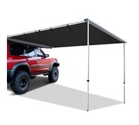 Auvent latéral de véhicule avec poteaux télescopiques, hauteur réglable de 115 à 220 cm, cadre en aluminium, sangles fixes (noir, 2 x 2,5 m)