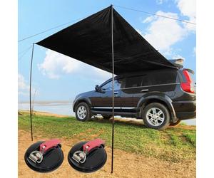 Auvent Latéral De Voiture pour Le Camping en Plein Air, Abri Pliant, Auvent De Hayon, Kit Portable avec Ventouses, Piquets Et Barres De Bâche Réglables