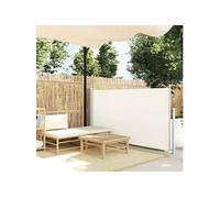 Auvent Latéral Rétractable 120x300 cm Blanc Cassé Brise-vue Store Abri 45360