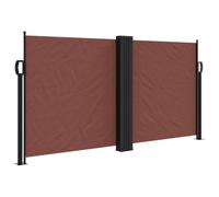 Auvent Latéral Rétractable Brun 120 x 1200 cm en Polyester | Voile d'intimité, enroulage auto, montage au sol, usage intérieur-extérieur, solaire, tissu respirant