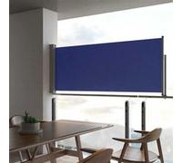 Auvent latéral rétractable de patio 100x300 cm Bleu Bleu (écran) + Gris (support) G