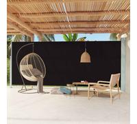 vidaXL Auvent Latéral Rétractable de Patio Ecran de Jardin Ecran d'Intimité Terrasse Balcon Extérieur Résistance aux UV 220x600 cm Noir