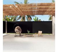 Auvent latéral rétractable et rétractable - 220 x 1200 cm - Enrouleur automatique - Tissu noir - Résistant aux intempéries - Pour jardin et terrasse