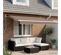 vidaXL Auvent rétractable gris clair et blanc, 500 x 300 cm, pour jardin et terrasse, auvent rétractable moderne coloré, pare-soleil réglable, auvent d'extérieur résistant à
