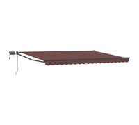 Auvent manuel à bras articulé avec LED marron, 4 x 3 m, tissu polyester résistant aux intempéries, cadre en acier revêtu par pulvérisation, éclairage extérieur solaire pour terrasse et balcon