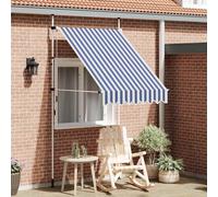 vidaXL Auvent rétractable manuel 300 cm – Rayures bleues et blanches – Bleu