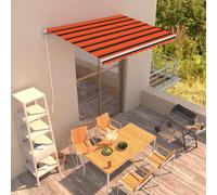 Auvent Manuel Rétractable Auvent de Terrasse Auvent de Jardin Auvent de Balcon Auvent d'Extérieur Ombrage des Fenêtres 450x300 cm Orange et Marron