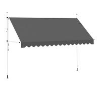 Auvent Manuel Rétractable 400 cm Anthracite | Polyester avec revêtement PU, cadre en acier, manivelle gauche ou droite, hauteur et angle ajustables