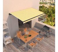 Auvent Manuel Rétractable 400x350 cm Jaune et Blanc Store Balcon Jardin vidaXL