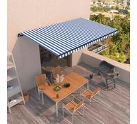 Auvent Manuel Rétractable 500x350 cm Bleu et Blanc Store Balcon Jardin vidaXL