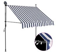 Auvent Manuel Rétractable Avec Led 100 Cm Bleu Et Blanc Multicolore