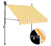 Auvent Manuel Rétractable Avec Led 150 Cm Blanc Et Orange Multicolore