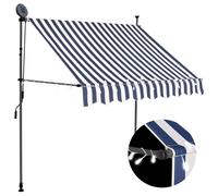 vidaXL Auvent Manuel Rétractable avec LED Store de Terrasse Auvent de Jardin Auvent de Balcon Extérieur Ombrage des Fenêtres 200 cm Bleu et Blanc
