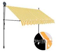 Vidaxl Auvent Manuel Rétractable Avec Led 300 Cm Blanc Et Orange