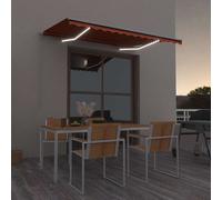 Auvent Manuel Rétractable avec LED 300x250 cm Orange et Marron Store vidaXL