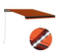 Auvent Manuel Rétractable avec LED 300x250 cm Orange et Marron Store vidaXL