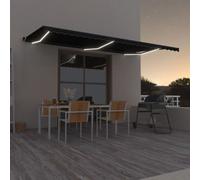 Vidaxl Auvent Manuel Rétractable Avec Led 600x350 Cm Anthracite Gris