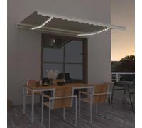 Auvent Manuel Rétractable avec LED 400x350 cm Crème Store Balcon Jardin vidaXL