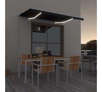 Vidaxl Auvent Manuel Rétractable Avec Led 400x300 Cm Anthracite