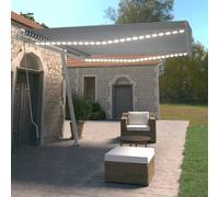 Auvent Manuel Rétractable avec LED 400x350 cm Jaune et Blanc Store vidaXL