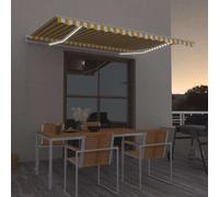 Auvent Manuel Rétractable avec LED 400x350 cm Jaune et Blanc Store vidaXL