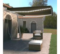 Auvent Manuel Rétractable avec LED 400x350 cm Jaune et Blanc Store vidaXL