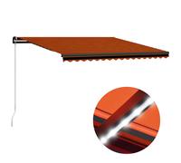 vidaXL Auvent Rétractable Manuel avec LED Orange et Marron 450x300 cm