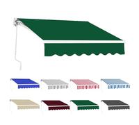 Auvent manuel rétractable avec manivelle, imperméable et résistant à la décoloration avec cadre en aluminium, pour cour, balcon et restaurant (vert, 400 x 250 cm)