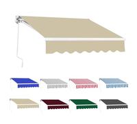 Auvent manuel rétractable avec manivelle, imperméable et résistant aux UV, avec cadre en aluminium, pour terrasse, balcon, restaurant, (beige, 300 x 250 cm)