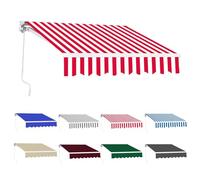 Auvent manuel rétractable avec manivelle, imperméable et résistant aux UV, cadre en aluminium, pour terrasse, balcon, restaurant (rouge et blanc, 400 x 250 cm)